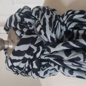 Reversible Black Gray Zebra Stripe Pashmina Scarf Wrap